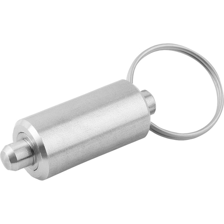 Kipp Indexing Plunger Wo Collar Size:2, D1=14, D=6, L=57, Form:V W Key Ring Wo. Groove, Ss Not Hardened K0636.14206